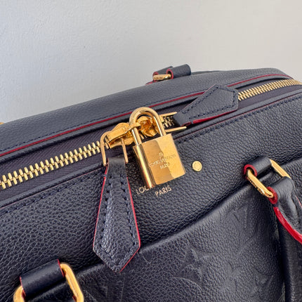Sac Louis Vuitton Speedy 30 Bandoulière Cuir Empreinte Marine