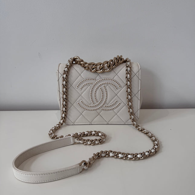 Sac Chanel caméra blanc cassé