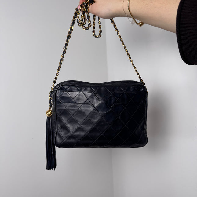 Sac Chanel caméra vintage bleu nuit
