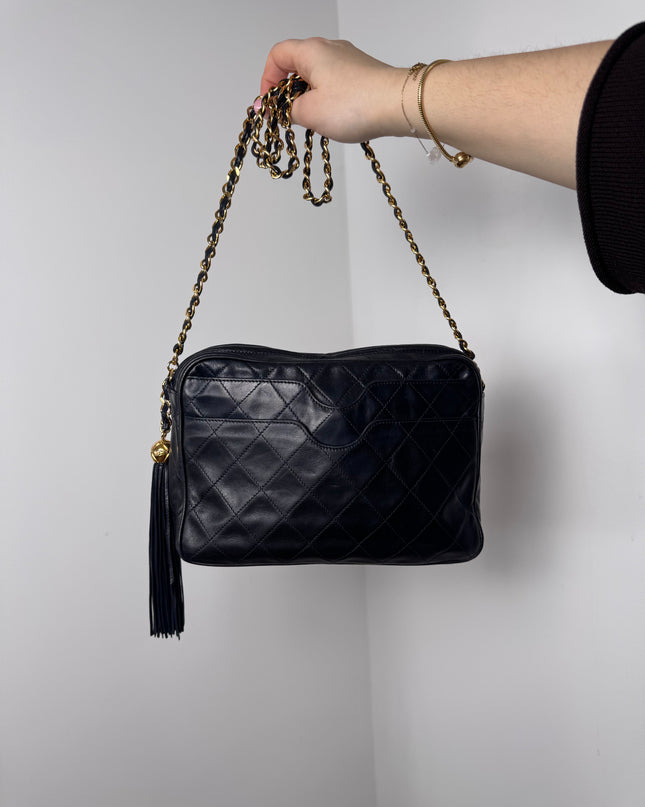 Sac Chanel caméra vintage bleu nuit