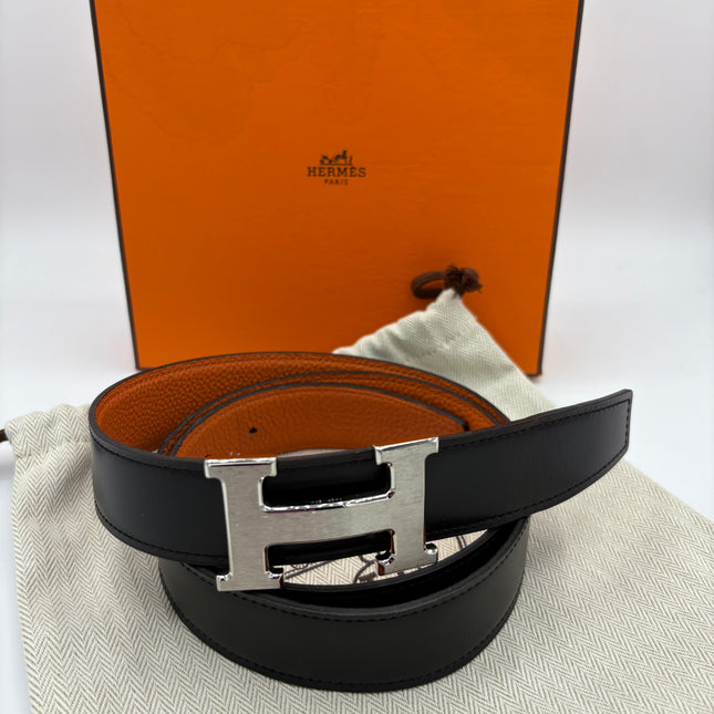 Boucle de ceinture Hermes + cuir de ceinture réversible 32mm