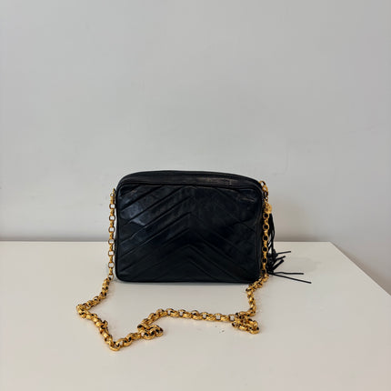 Sac Chanel Caméra Chevrons noir