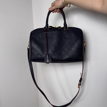 Sac Louis Vuitton Speedy 30 Bandoulière Cuir Empreinte Marine