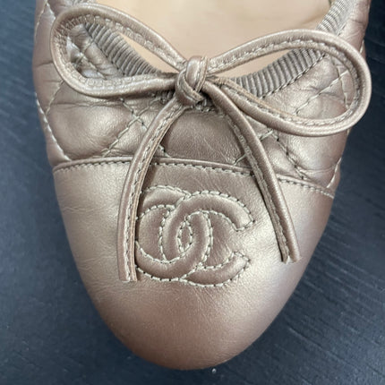 Ballerines Chanel Matelassées Bronze T39