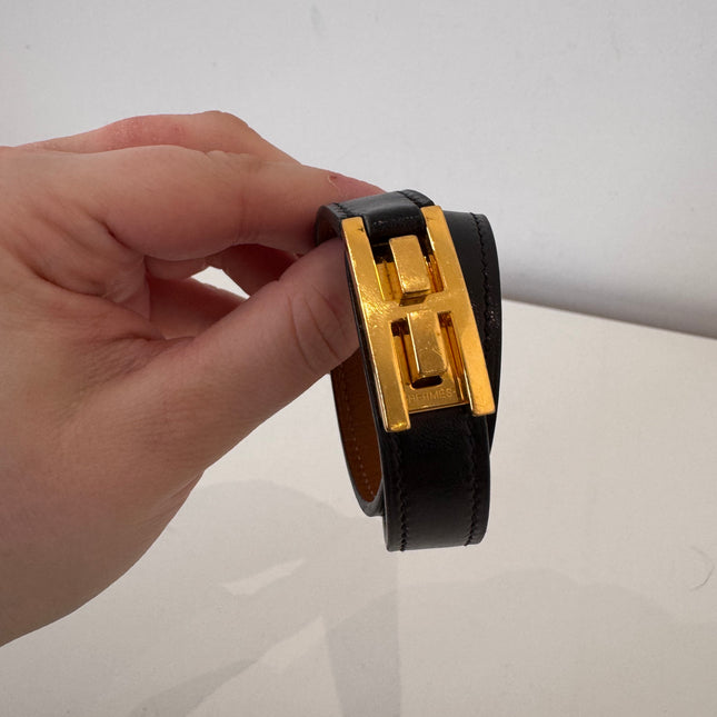 Bracelet Hermès Drag Double Tour noir