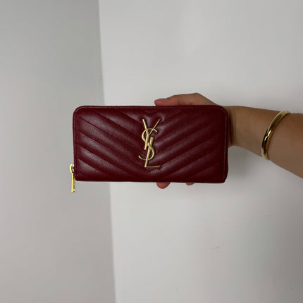 Portefeuille Saint Laurent Cassandre zip Bordeaux