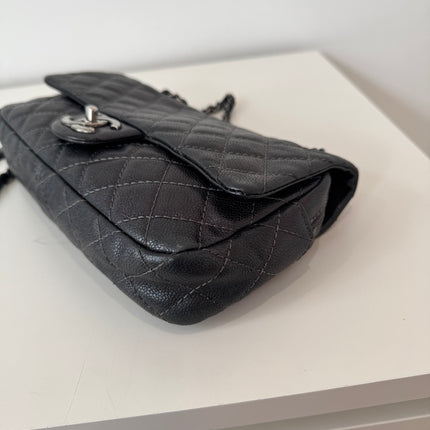 Sac Chanel single flap souple gris métallisé