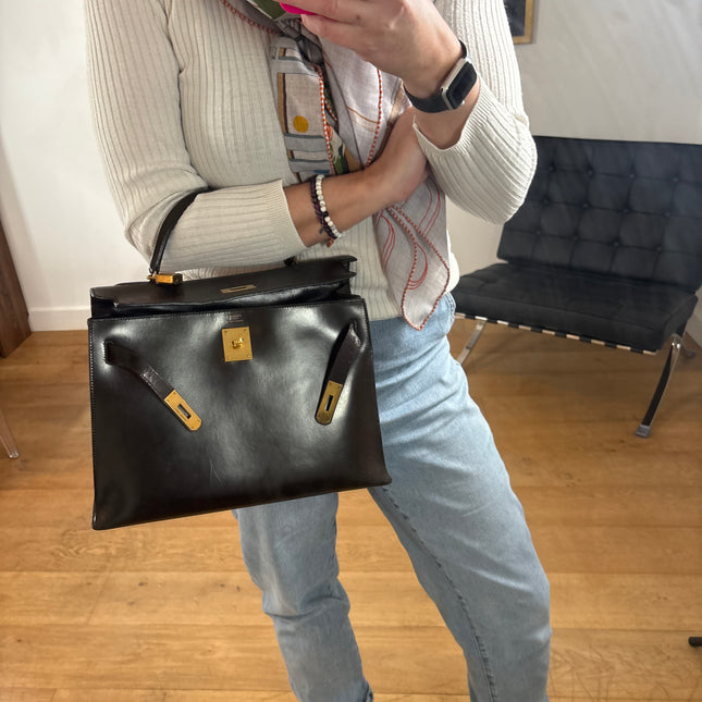 Sac Hermès Kelly 32 vintage marron