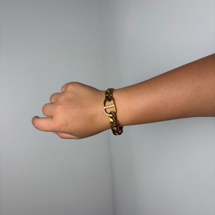 Bracelet Dior CD métal doré vieilli