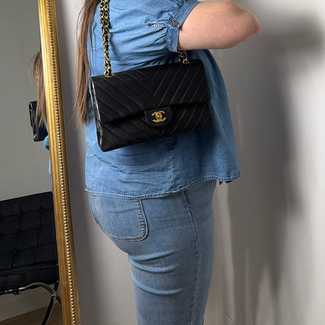 Sac Chanel Timeless 25 cm Chevrons Noir