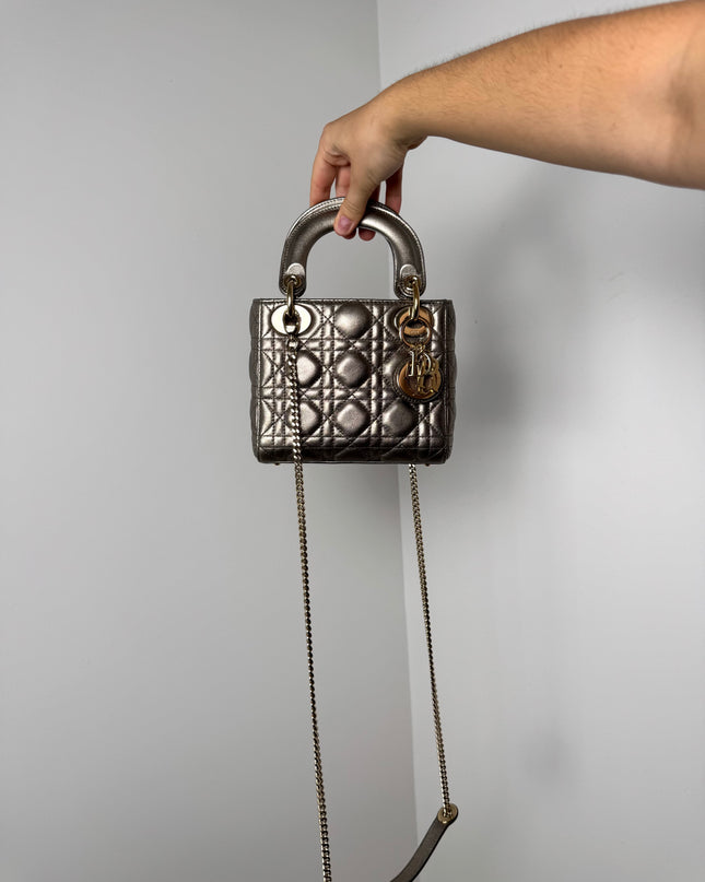 Sac Dior Mini Lady Dior bandoulière Mordoré
