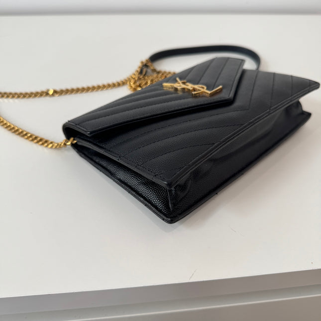 Sac Saint Laurent cassandre enveloppe chain Wallet noir