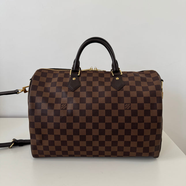 Sac Louis Vuitton Speedy 35 bandoulière damier ébène