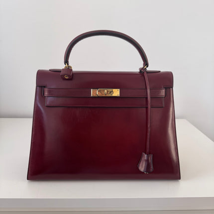 Sac Hermès Kelly 32 box Bordeaux