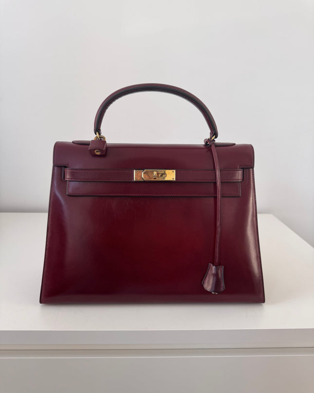 Sac Hermès Kelly 32 box Bordeaux