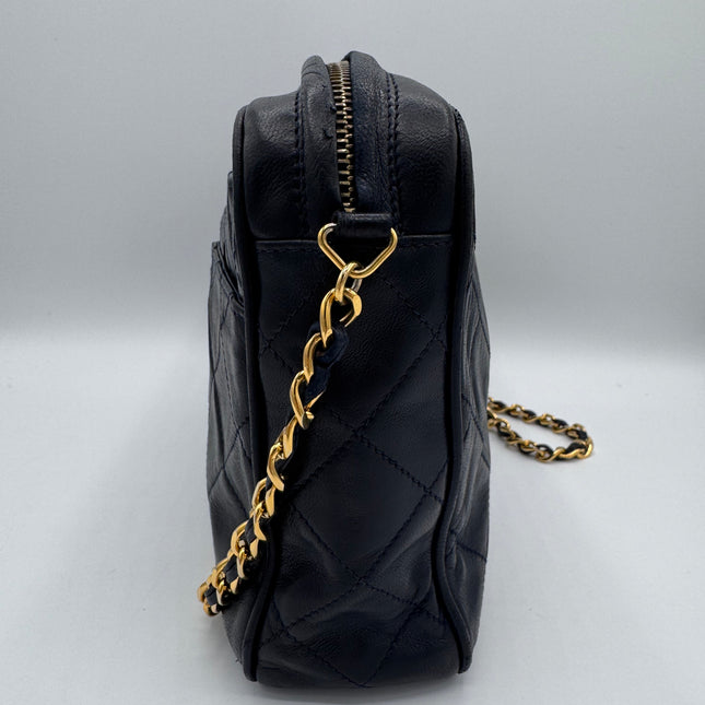 Sac Chanel caméra vintage bleu nuit