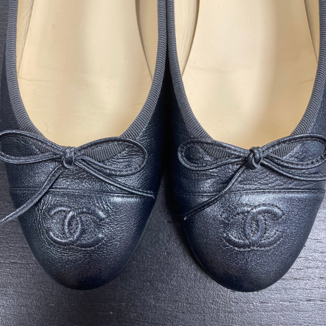Ballerines Chanel bleues Metalisees T39