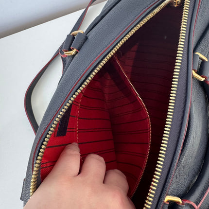 Sac Louis Vuitton Speedy 30 Bandoulière Cuir Empreinte Marine