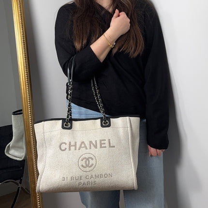 Sac Chanel Deauville medium toile écrue