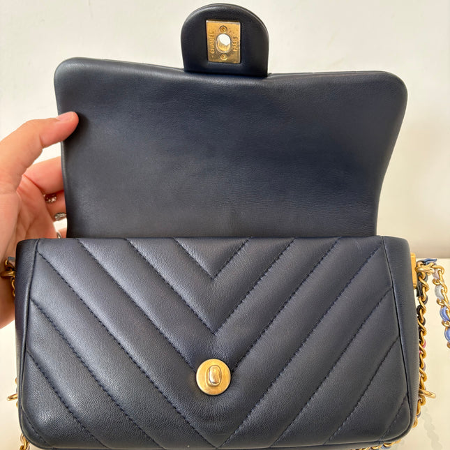Sac Chanel Chevrons Mini Rectangle Marine