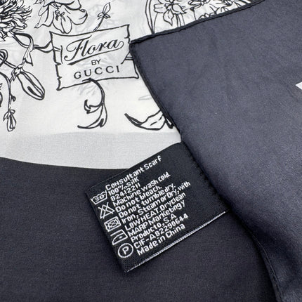 Carré Gucci 63cm Flora Noir & Blanc