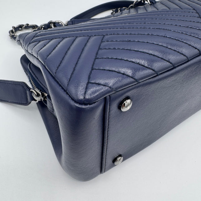 Sac Chanel Cabas Chevrons Bleu Marine