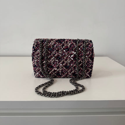 Mini sac classique Chanel Sequins Violet