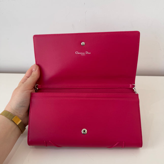 Sac Dior Wallet on chain Diorama rose fushia