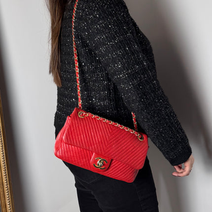 Sac chevrons Chanel Rouge