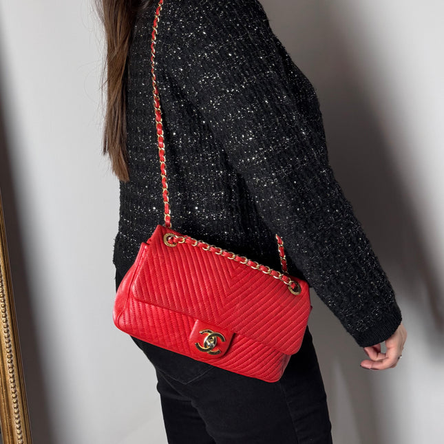 Sac chevrons Chanel Rouge