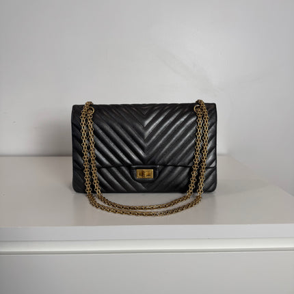 Sac Chanel 2.55 Chevrons 28cm Gris Irisé