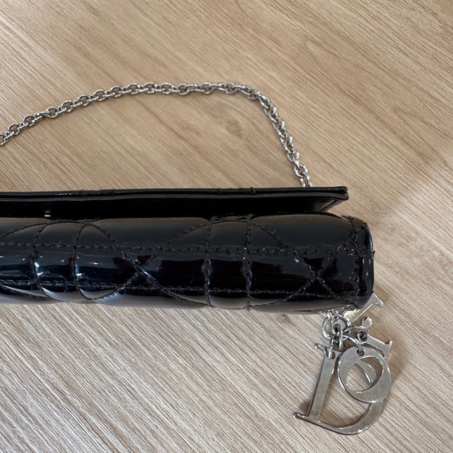 Sac Dior Wallet on chain noir vernis