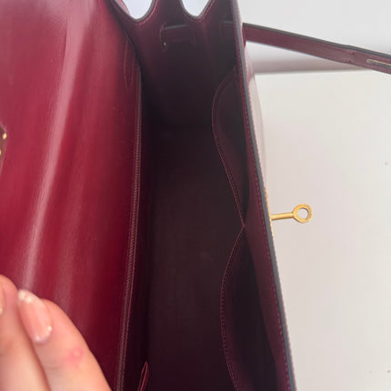 Sac Hermès Kelly 32 box Bordeaux