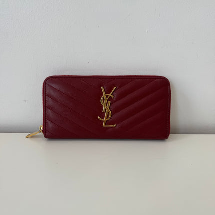 Portefeuille Saint Laurent Cassandre zip Bordeaux