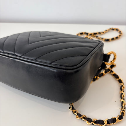 Sac Chanel Caméra Chevrons Noir