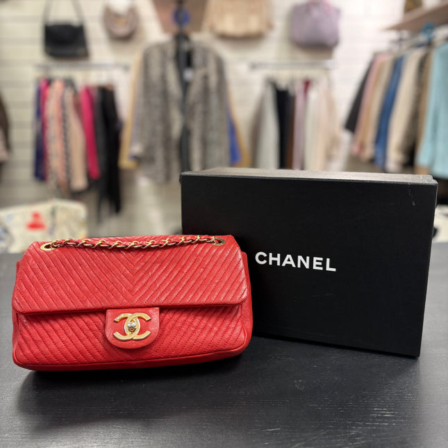 Sac chevrons Chanel Rouge