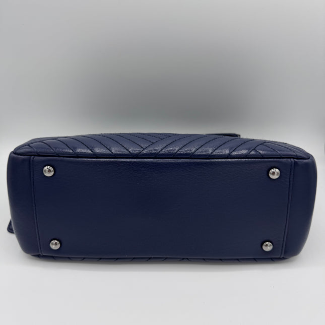 Sac Chanel Cabas Chevrons Bleu Marine