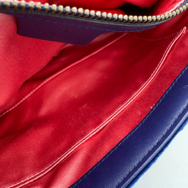 Sac Gucci Grand GG Marmont Velours Bleu