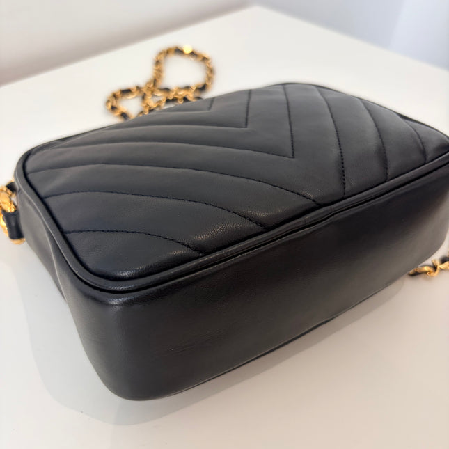 Sac Chanel Caméra Chevrons Noir