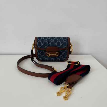 Sac Gucci Horsebit 1955 PM Denim