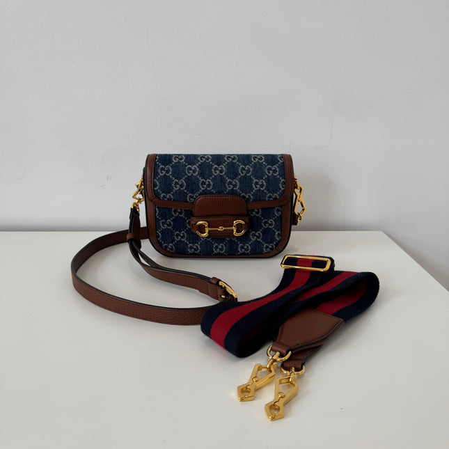 Sac Gucci Horsebit 1955 PM Denim