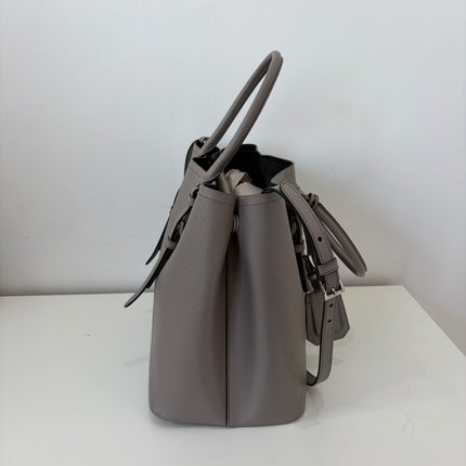 Sac Prada Double Cuir Saffiano Argile bandoulière