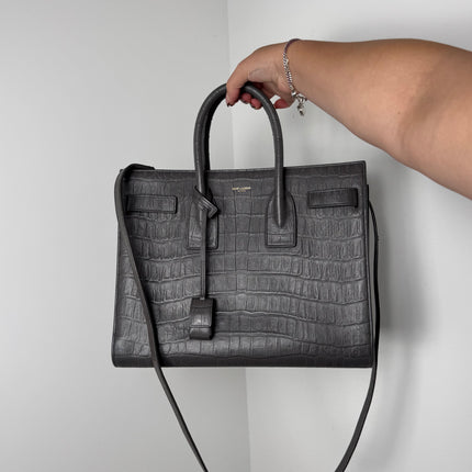 Sac de Jour Saint Laurent Croco Gris Small