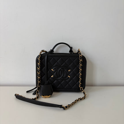 Sac Chanel vanity bandoulière veau grainé noir