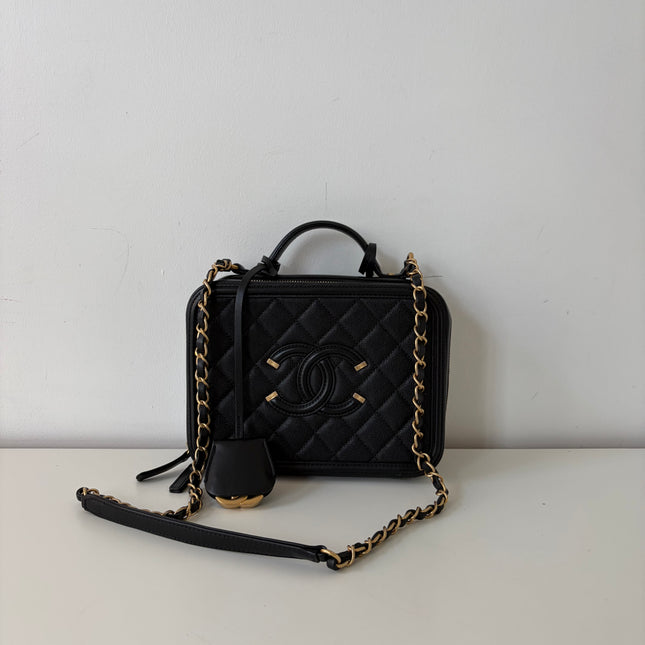 Sac Chanel vanity bandoulière veau grainé noir