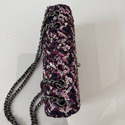 Mini sac classique Chanel Sequins Violet