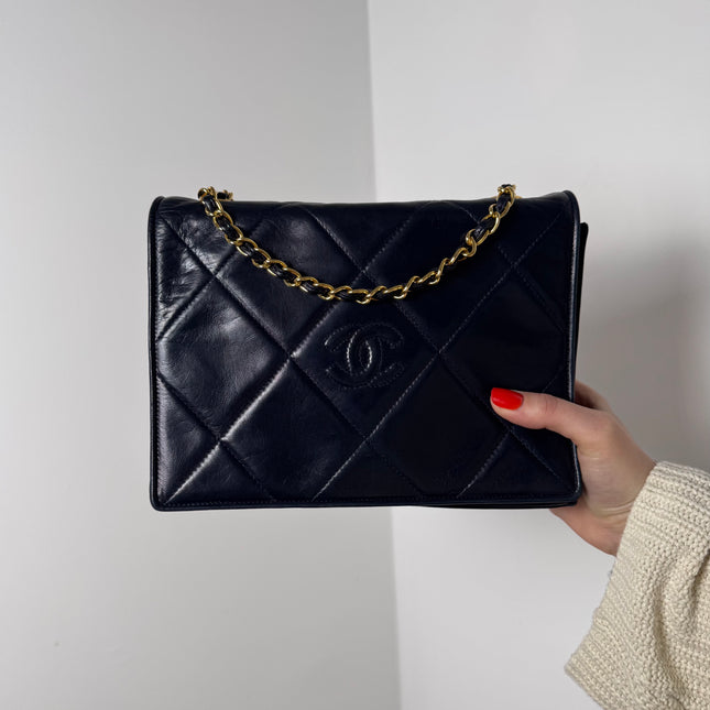 Sac Chanel Single flap marine