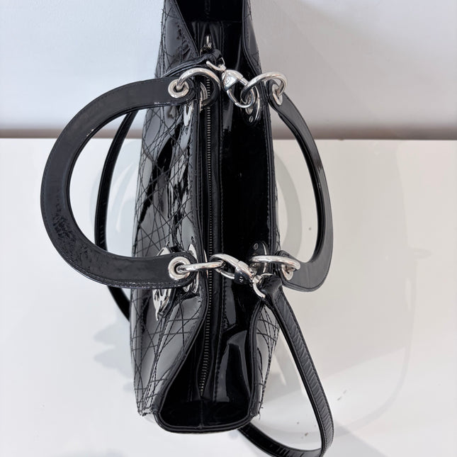 Sac Dior Lady Dior Large Noir Vernis