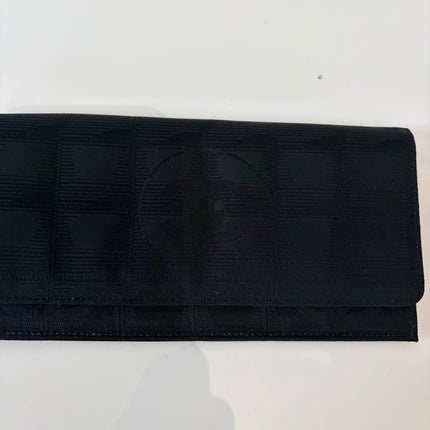 Portefeuille Chanel long en toile noir