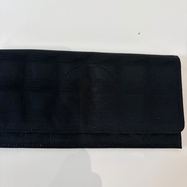 Portefeuille Chanel long en toile noir